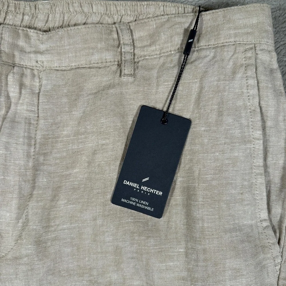 Daniel Hechter Linen Pants Mens Large Beige‎ Lightweight Vacation Summer NWT
